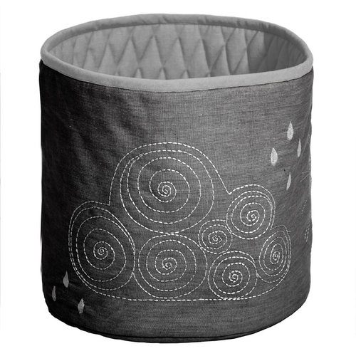 Cloth container grey with sun and cloud