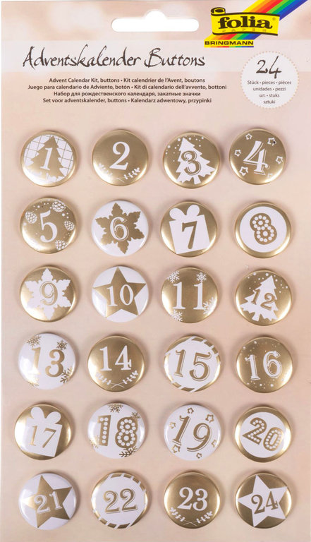 24 Adventskalender Buttons gold