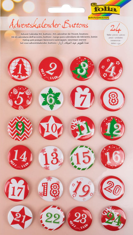 24 Adventskalender Buttons rot