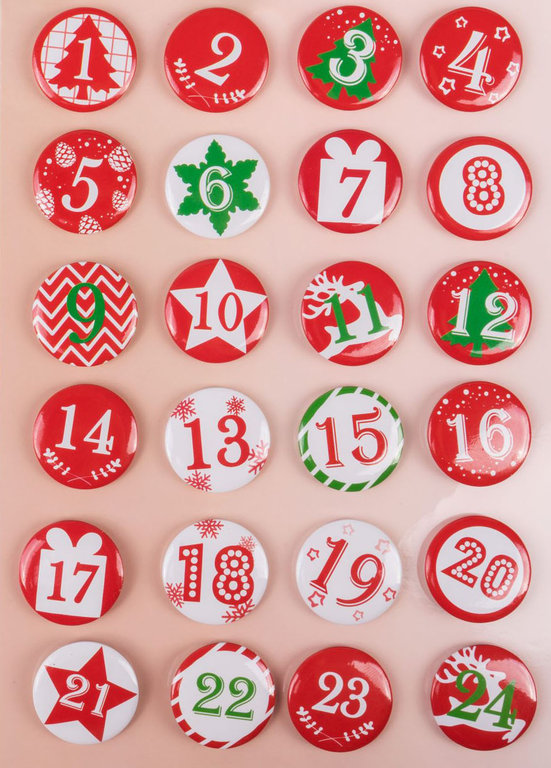 24 Adventskalender Buttons rot