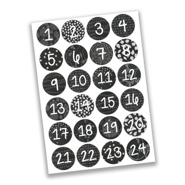 24 Adventskalendertüten mit Zahlenaufklebern